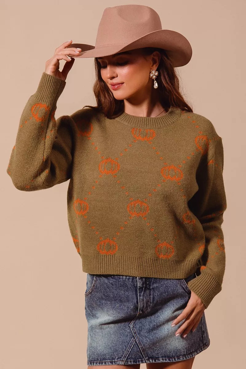 Pumpkin Rhombus Halloween Thanksgiving Sweater