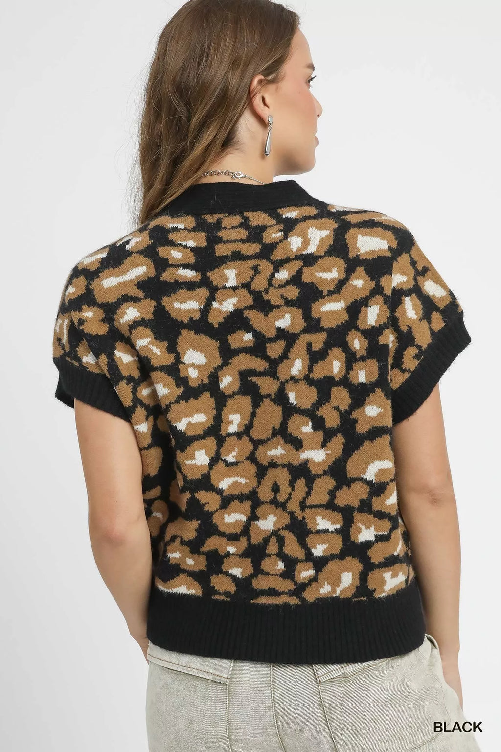 Leopard Button Down Short Sleeve Cardigan