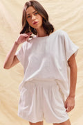 Round Neck Short Sleeve Top and Shorts Set
