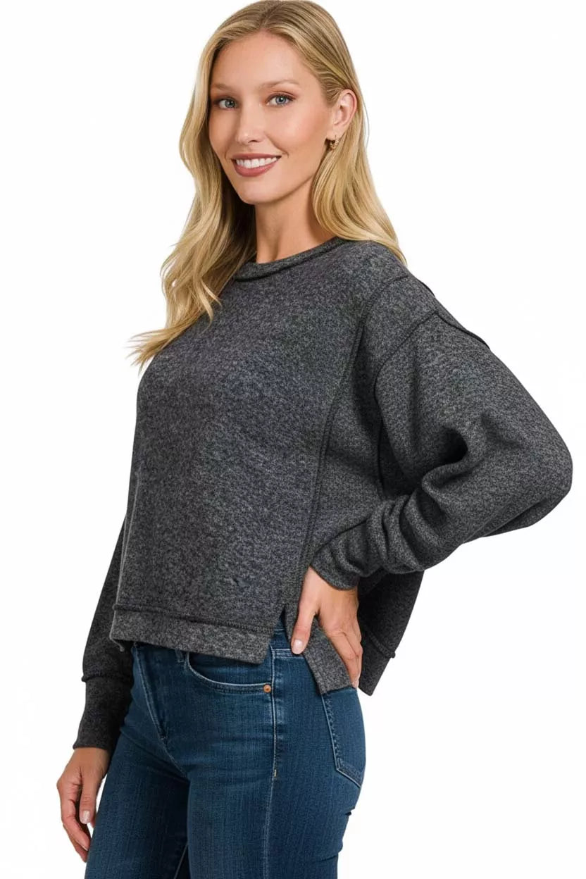 Brushed Melange Hacci Oversized Pullover