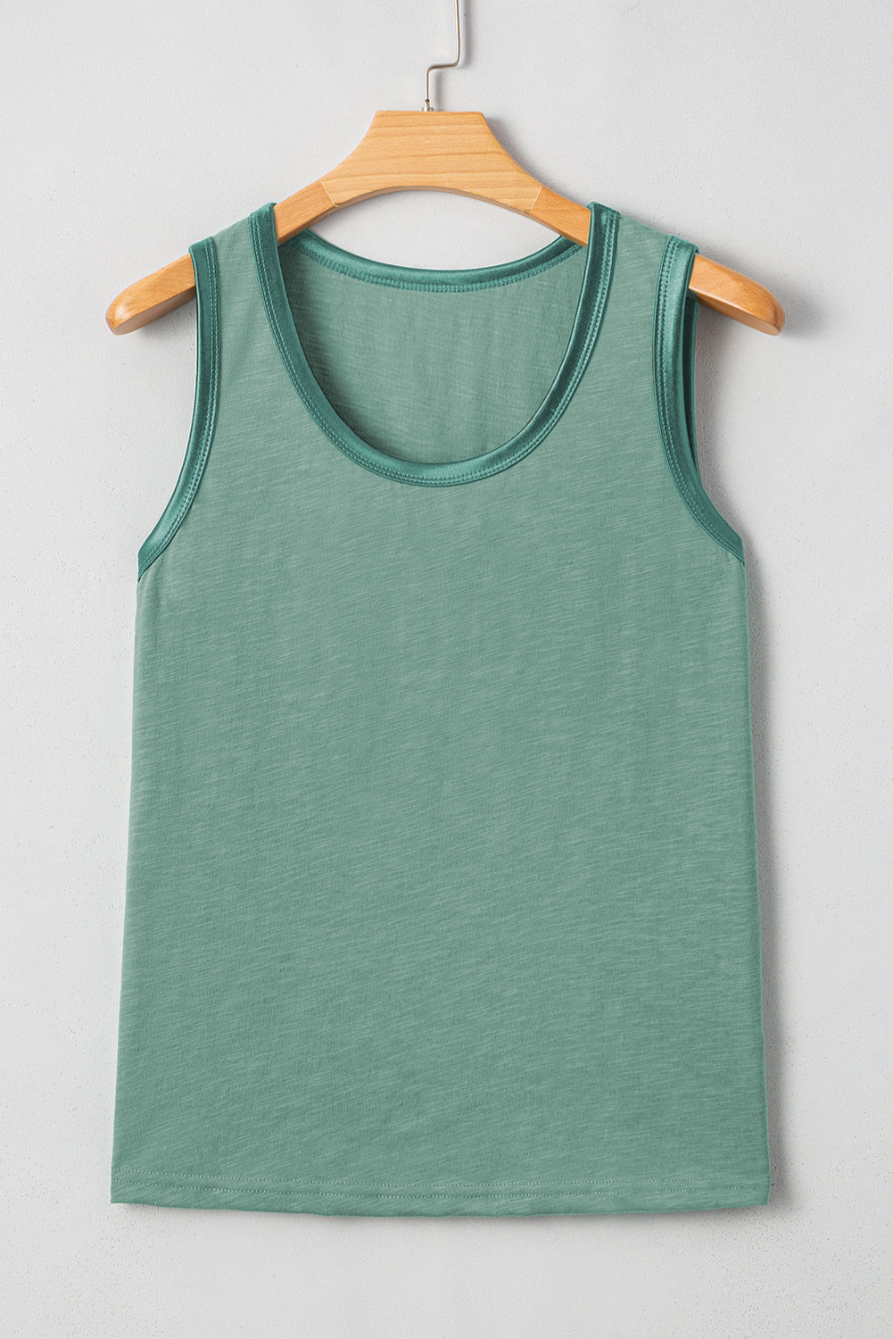 Peacock Blue Contrast Trim Round Neck Tank Top