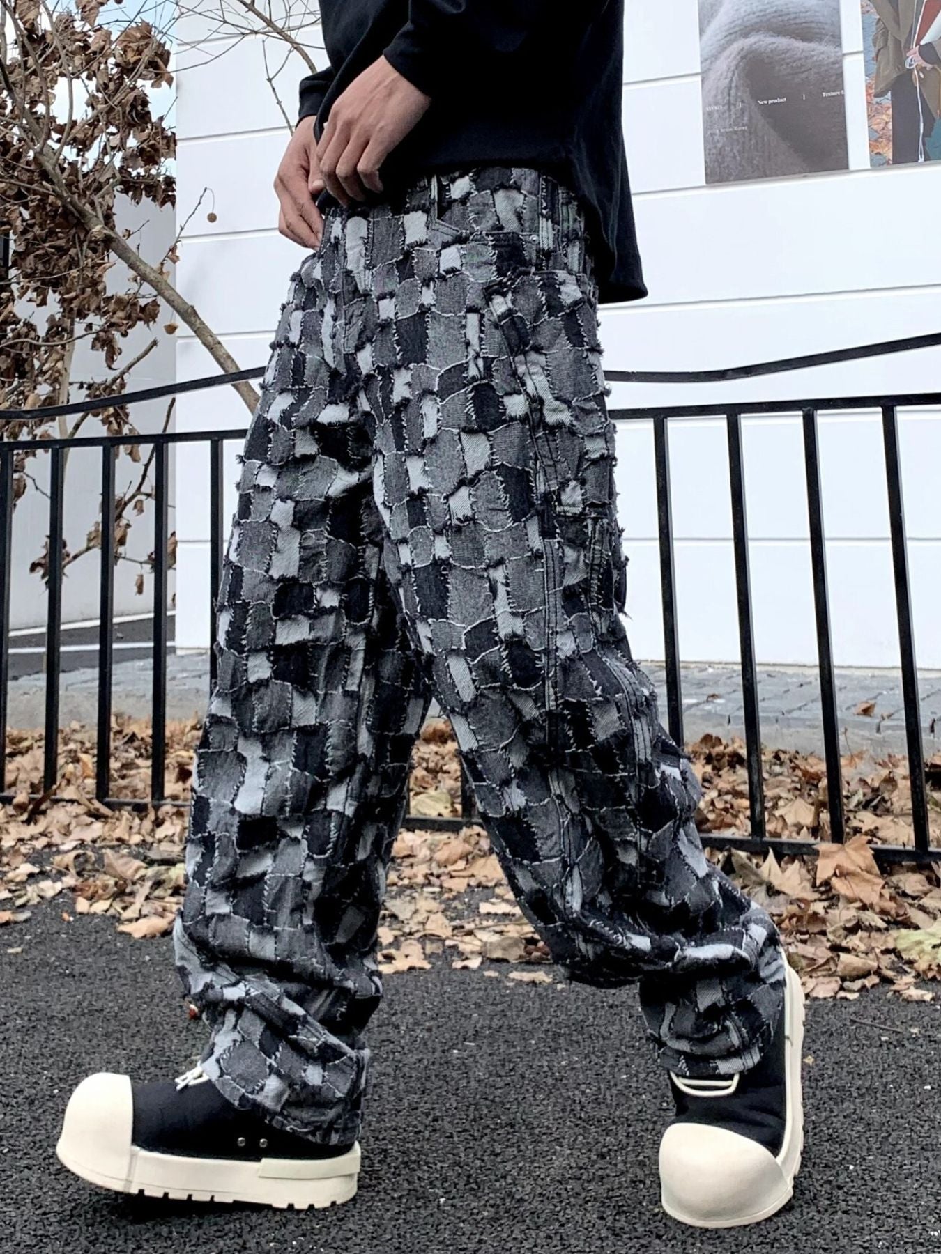 Men's Full Size Patchwork Wide Leg Jeans Plus Size