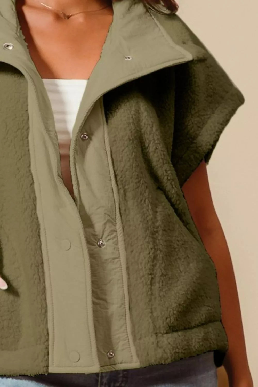 Over Sized Soft Sherpa Fur Sleeveless Vest Jacket