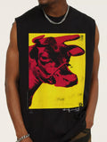 Men's Cow Graphic Round Neck Tank