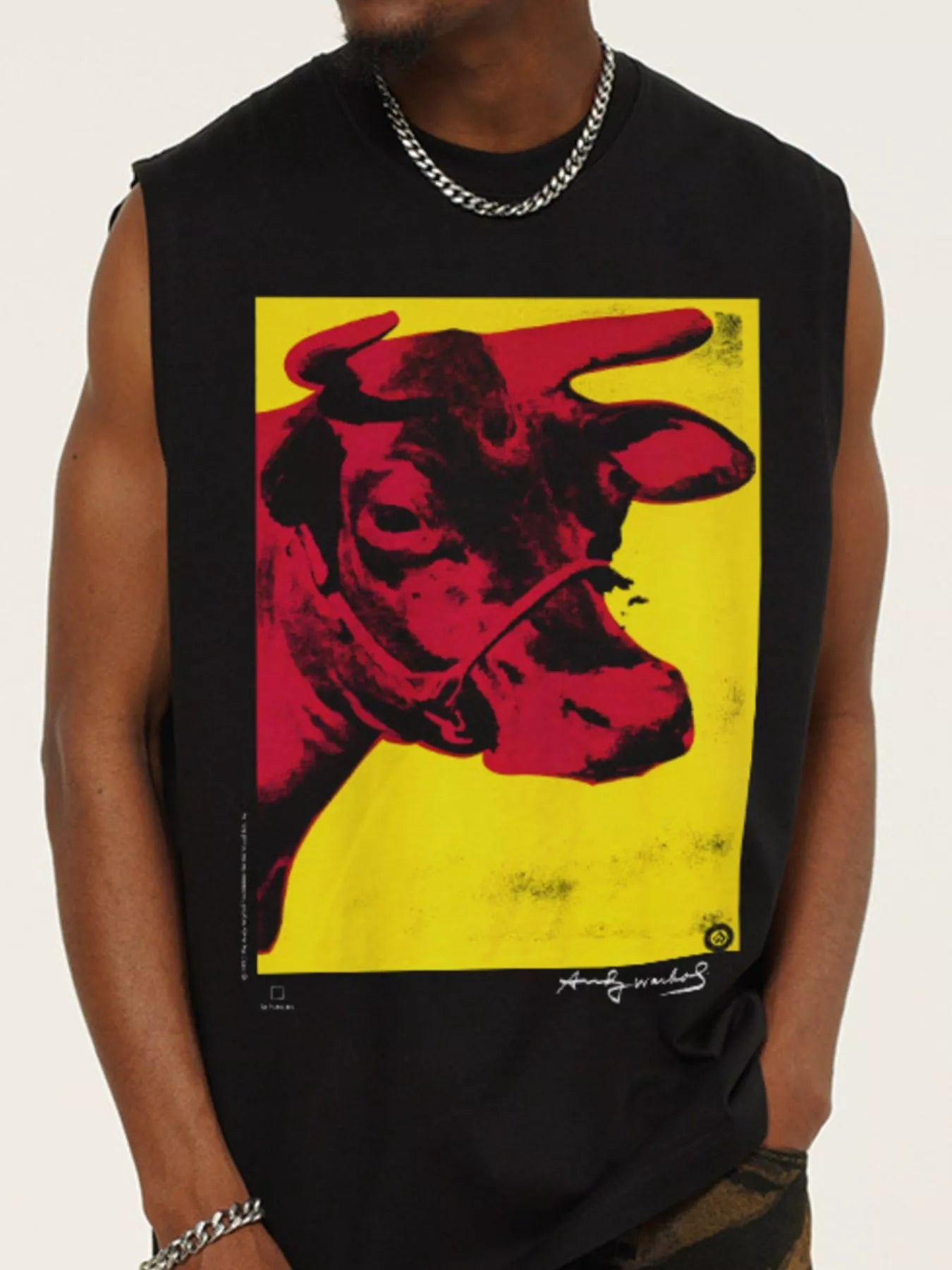 Men's Cow Graphic Round Neck Tank