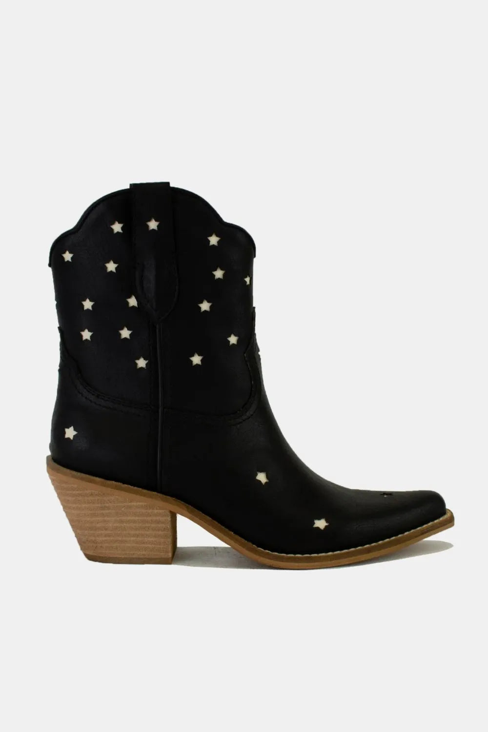 Fashion Faux Leather Star-Shaped Cutouts Point Toe Boots