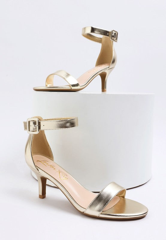 Yuti Glossy Kitten Heel Sandals