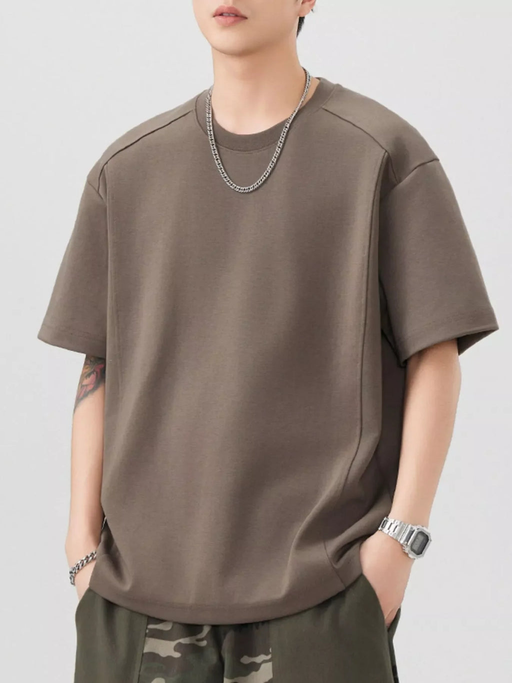 Men's Plus Size Oversized Solid Color Casual T-Shirt