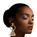 Tassel Earrings Metallic Pink Stylish Statement Jewelry