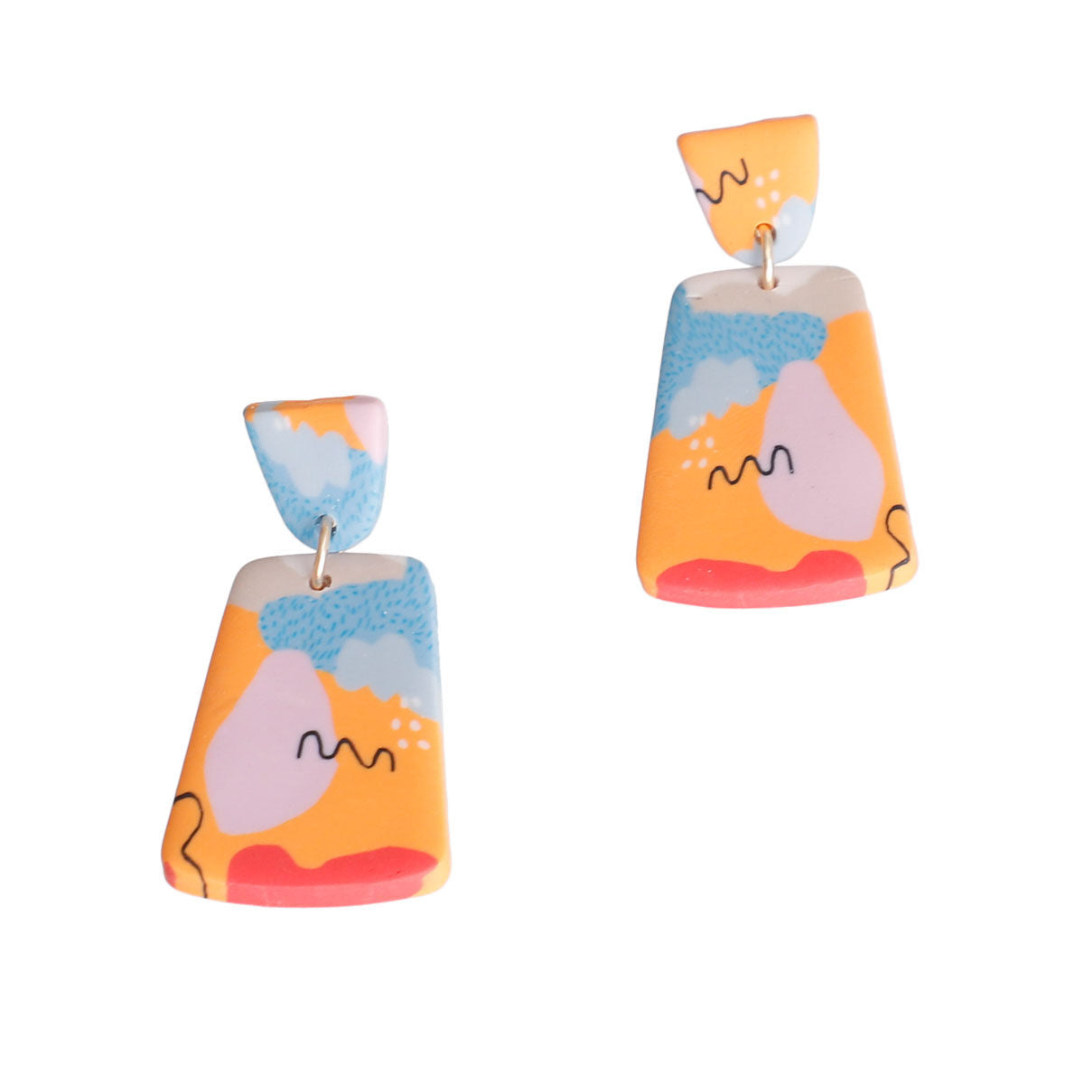 Trendy Marbled Clay Trapezoid Earrings Stylish Statement Jewelry