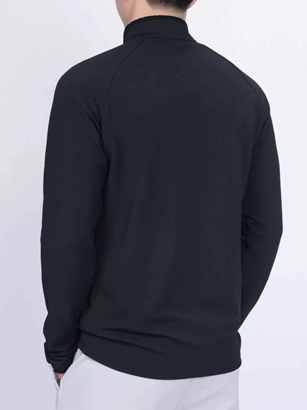 Men's Plus Size Casual Long Sleeve Quarter Zip T-Shirt