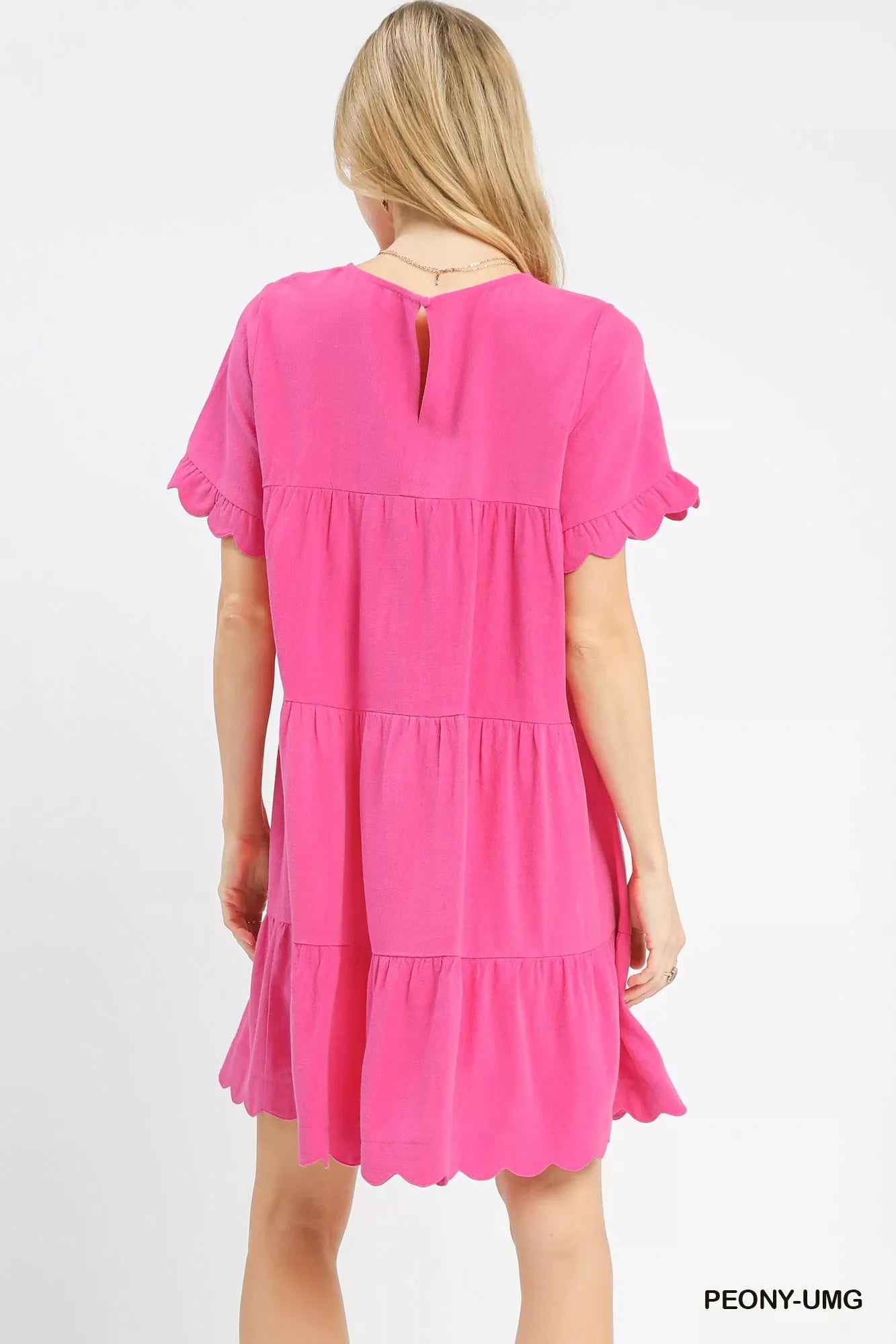 Linen Tiered Babydoll Dress with Ruffle Sleeves