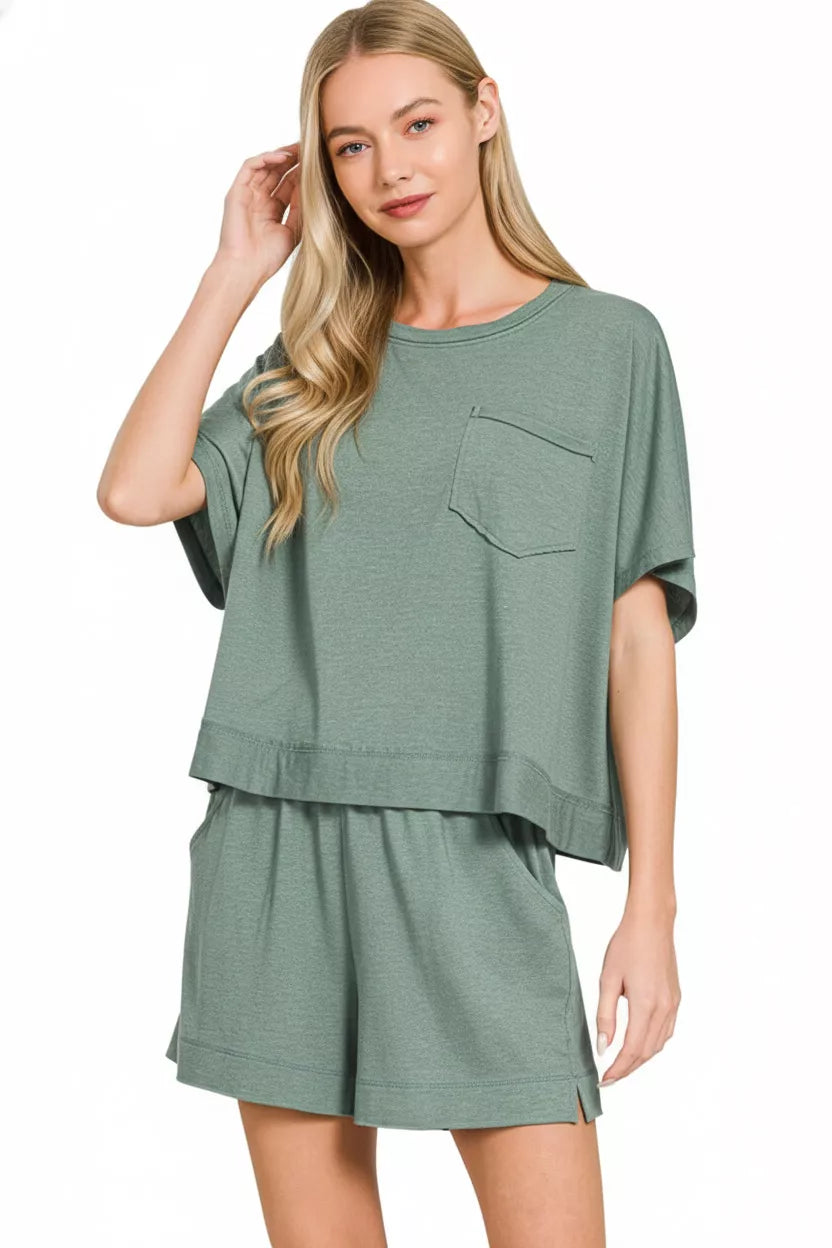 Exposed Seam Boxy Top & Shorts Set