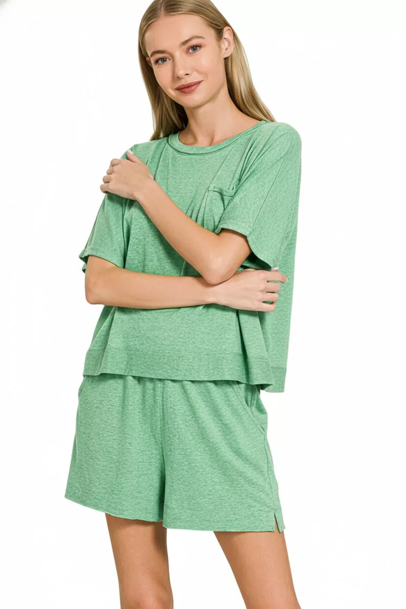 Exposed Seam Boxy Top & Shorts Set