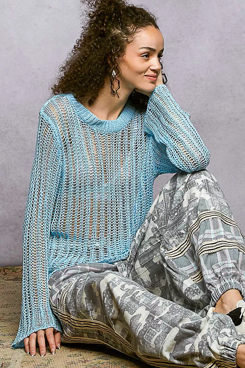Openwork Round Neck Knit Cover Up
