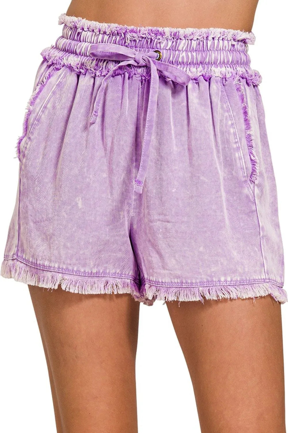 Mineral Frayed Hem Washed Shorts