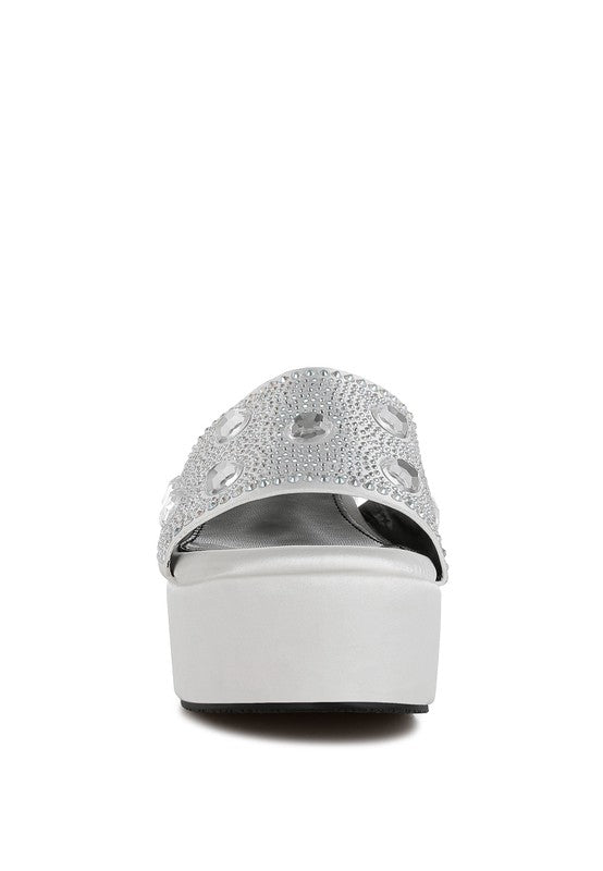 Meta charts Diamante & Rhinestone Flatform Sandals