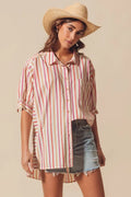 Multicolored Stripe Button Down Shirt