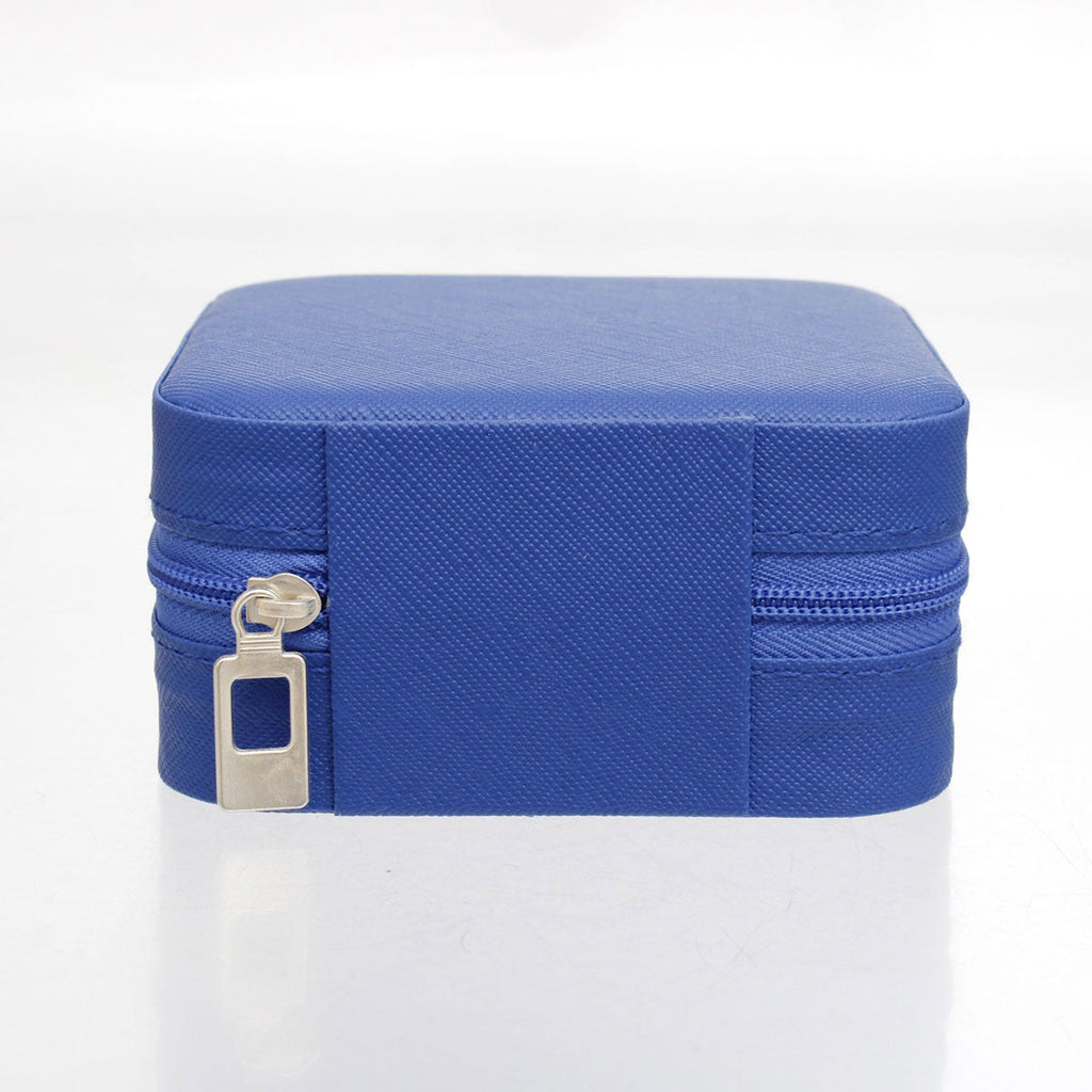 Jewelry Box Organizer Square Travel Case in Blue for Women Stylish Chic