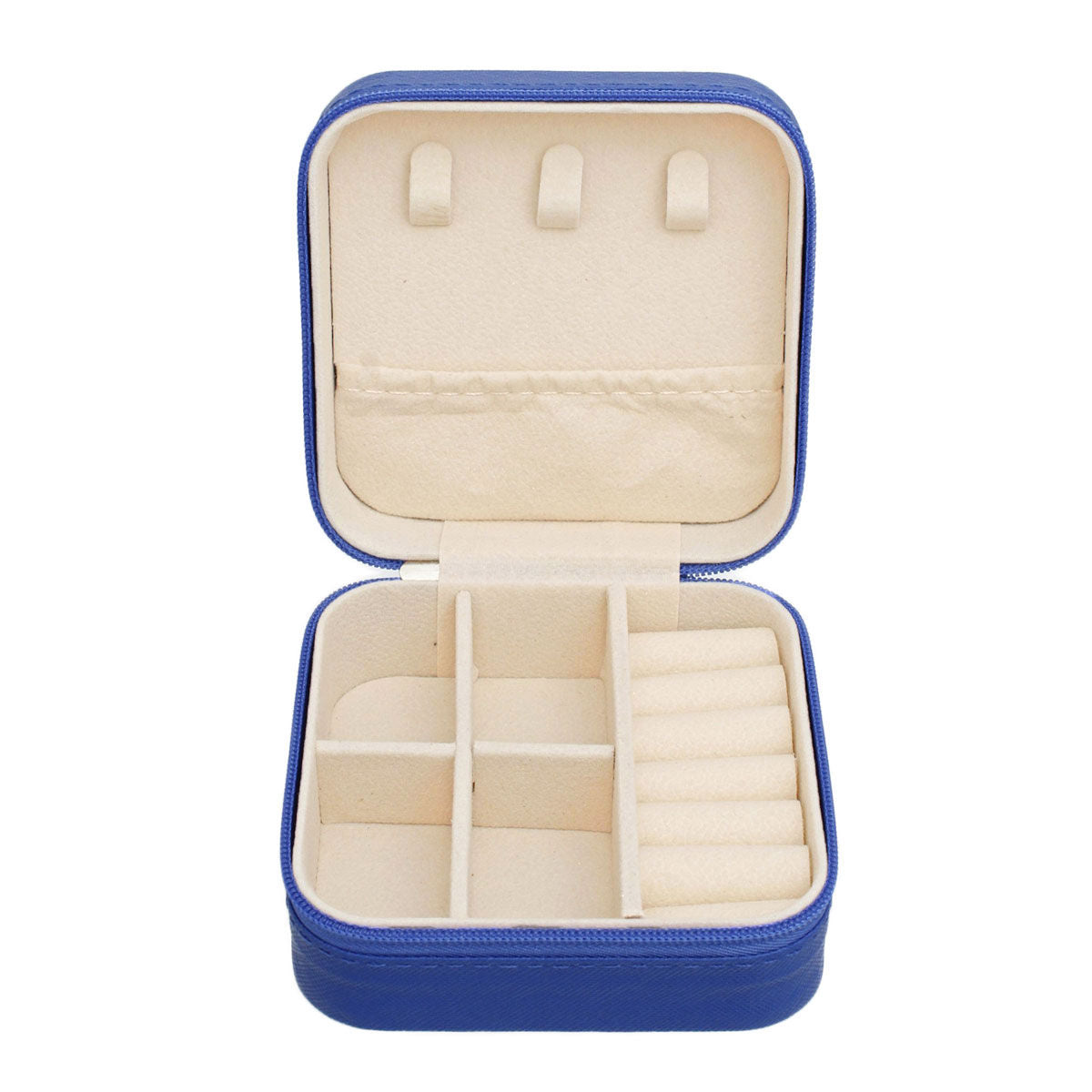 Jewelry Box Organizer Square Travel Case in Blue for Women Stylish Chic