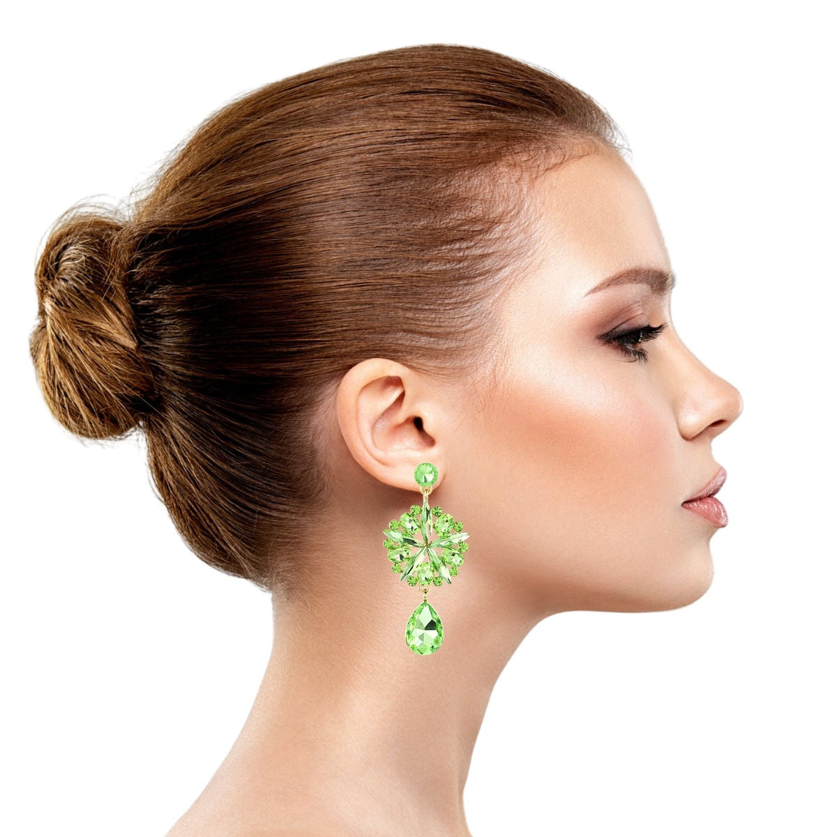 Statement Lime Crystal Burst Earrings – Trendy Chic Jewelry Accessory