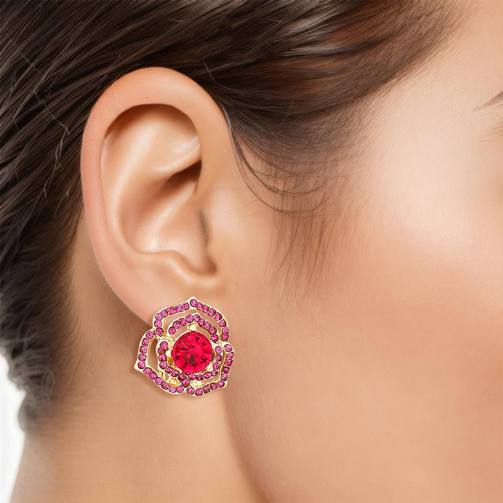 Dainty Pink Cutout Clip-On Earrings Roseate Whispers Stylish Fashion Jewelry