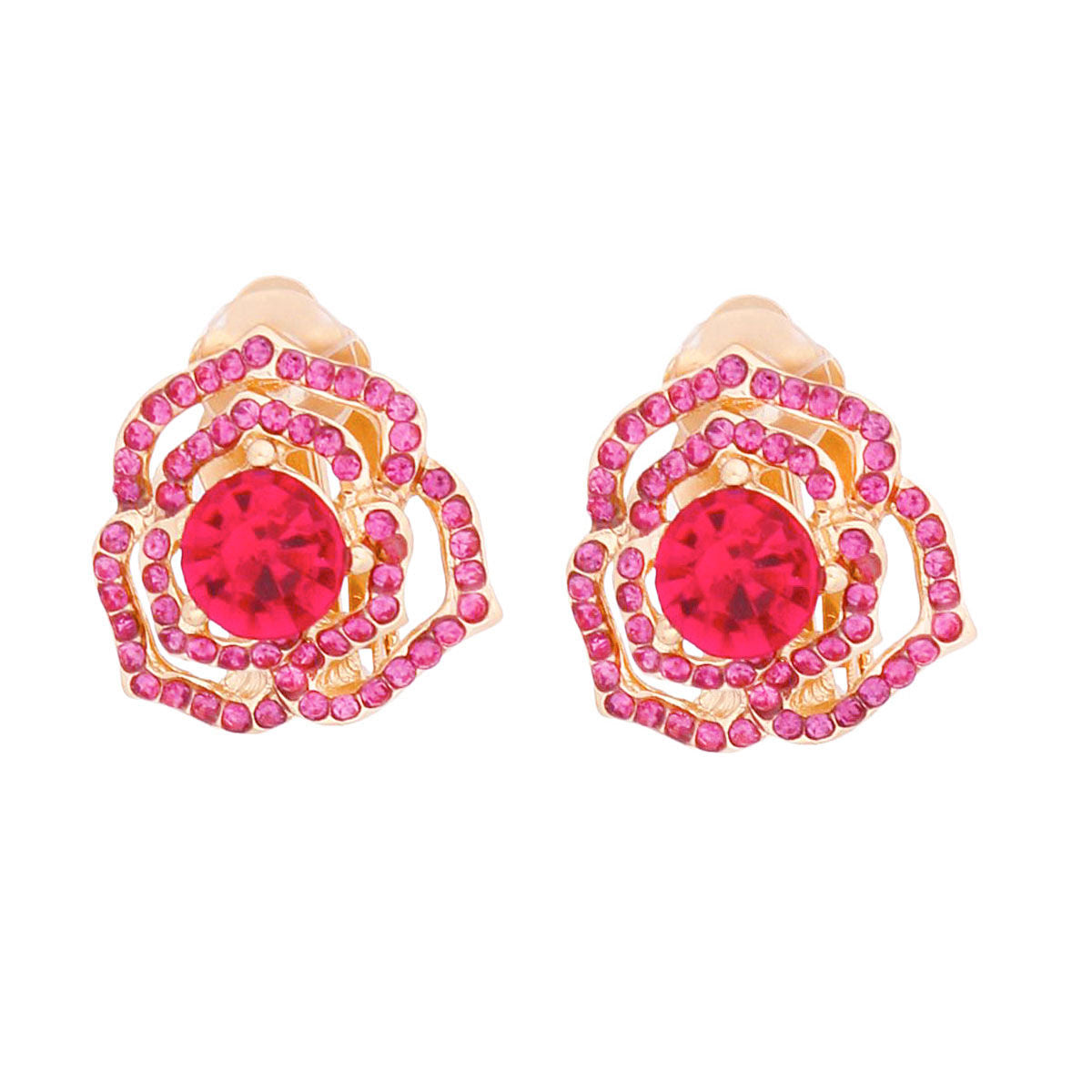 Dainty Pink Cutout Clip-On Earrings Roseate Whispers Stylish Fashion Jewelry