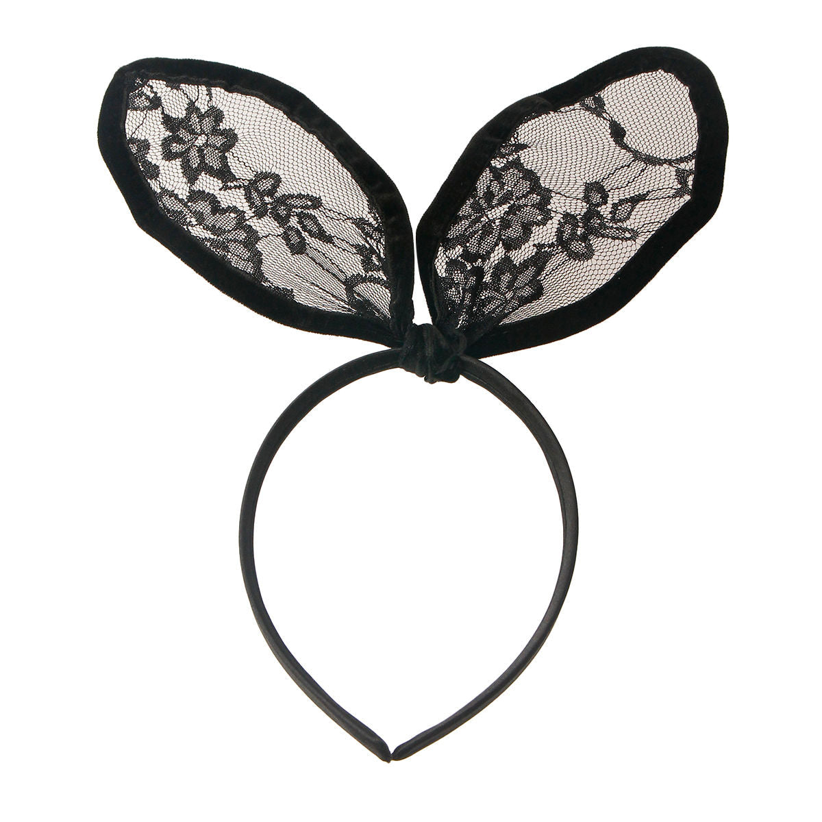 Fashion Bunny Ears Headband with Black Lace – Stylish Accessory