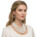 Multi Strand Cream Pearl Statement Necklace Set Chic Elegant Jewelry