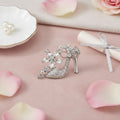 Crystal Clear High Heel Flower Silver Brooch Pin Stylish Statement Jewelry