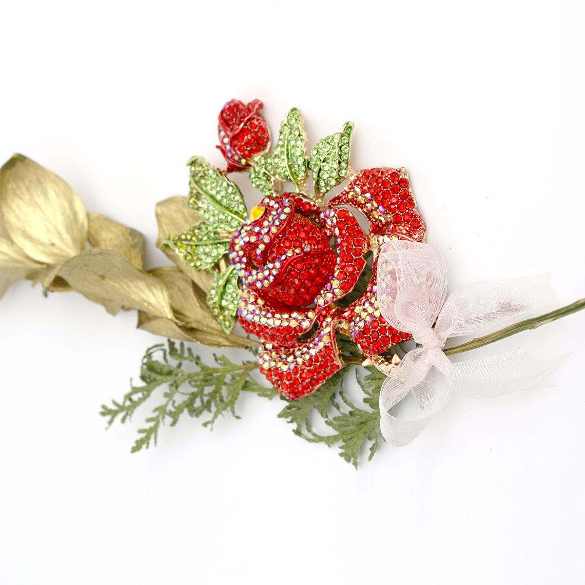 Statement XL Gold Rose Brooch Zahara Adorned Majesty Stylish Jewelry Accessory