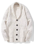 Men's Shawl Collar Cable Knit Button-Up Cardigan