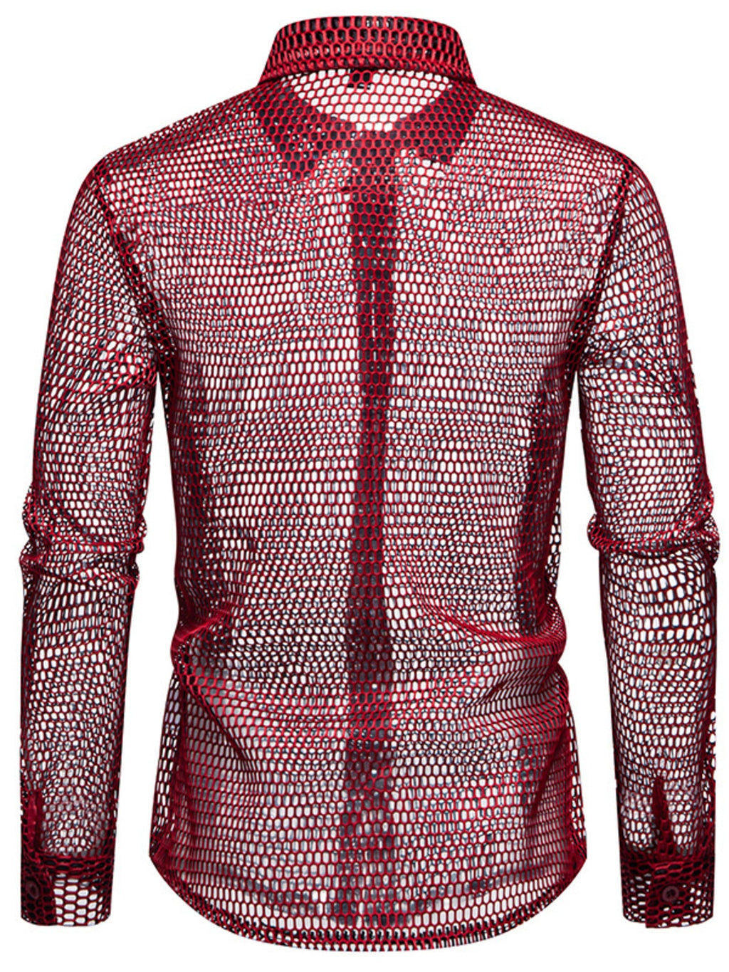 Men's See-Through Mesh Long Sleeve Shirt