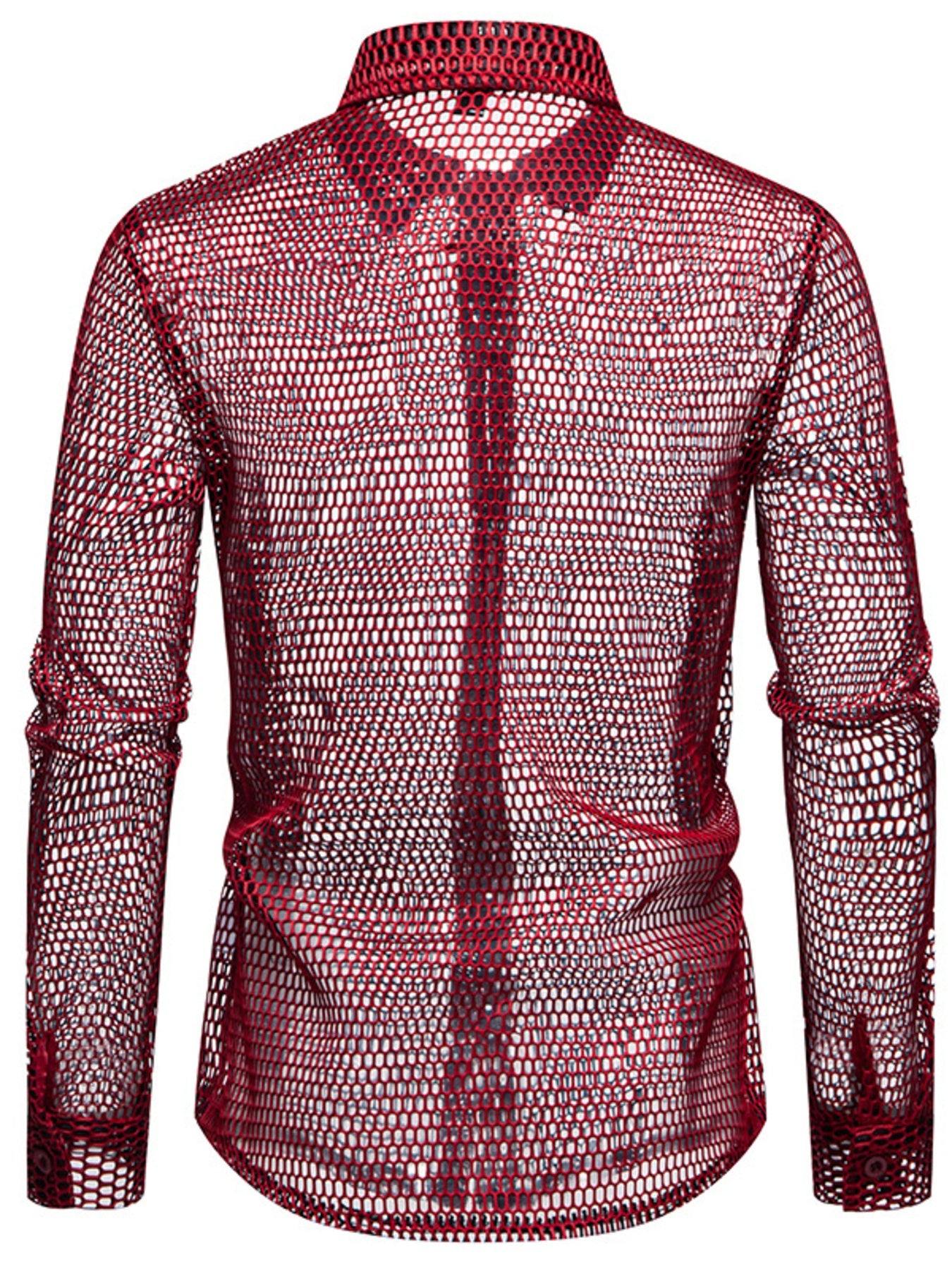 Men's See-Through Mesh Long Sleeve Shirt