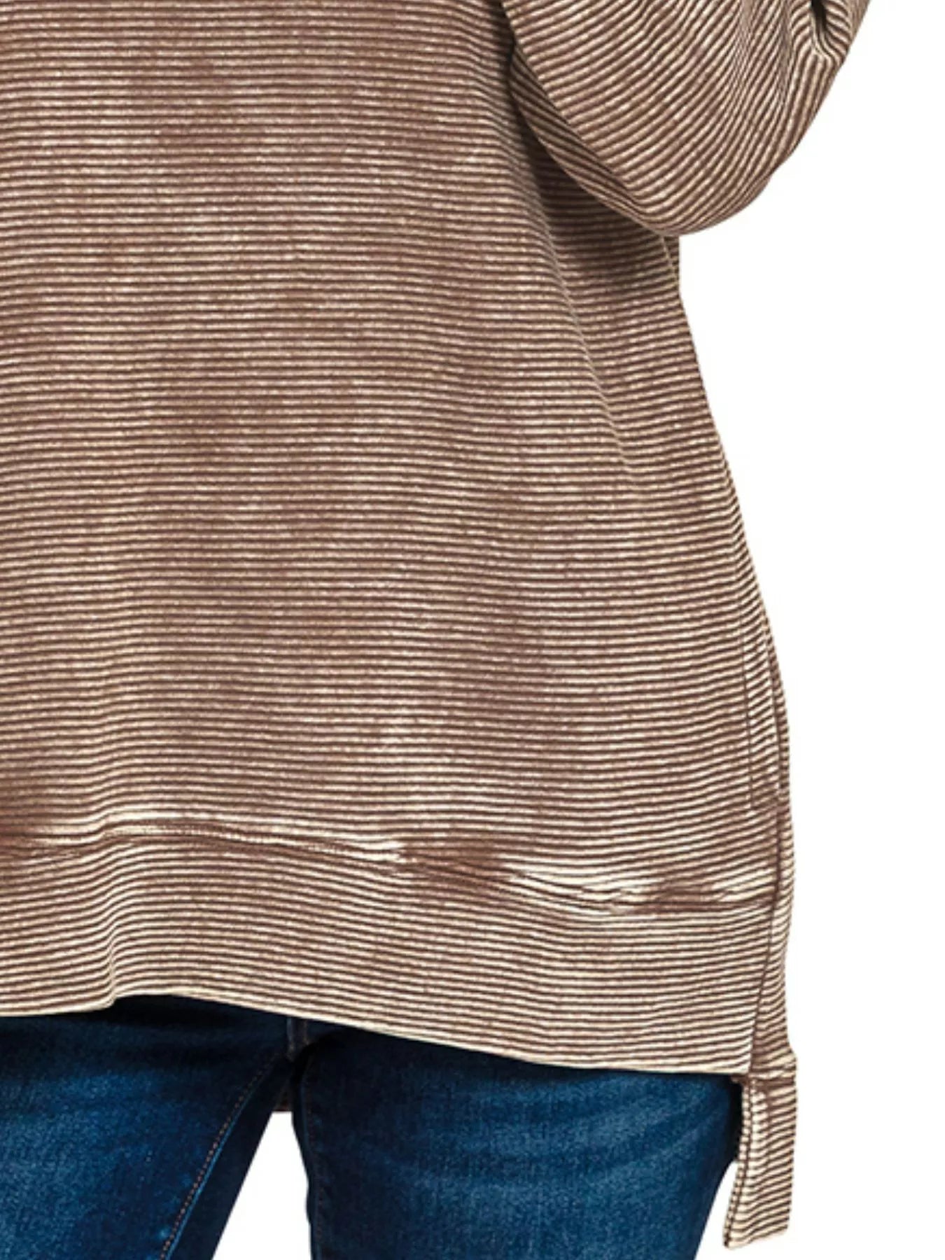 Full Size Acid Washed Double Ribbed Hi-low Sweatshirt Plus Size