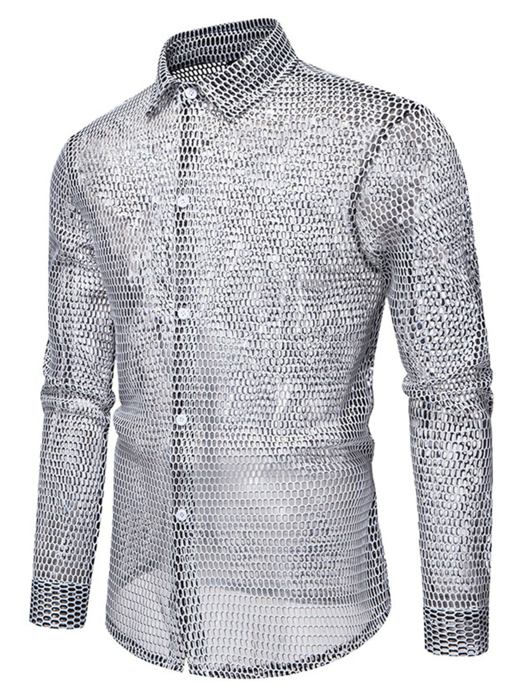 Men's See-Through Mesh Long Sleeve Shirt