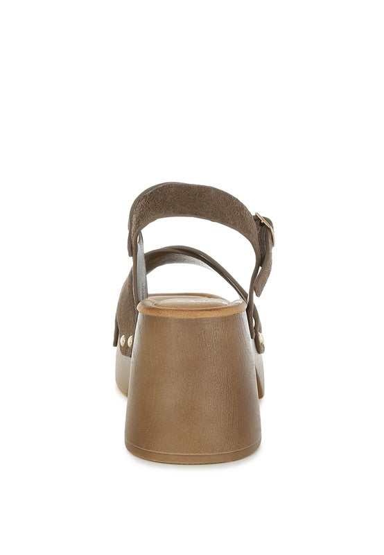 Pikansa Studded Real Suede Clog Sandals