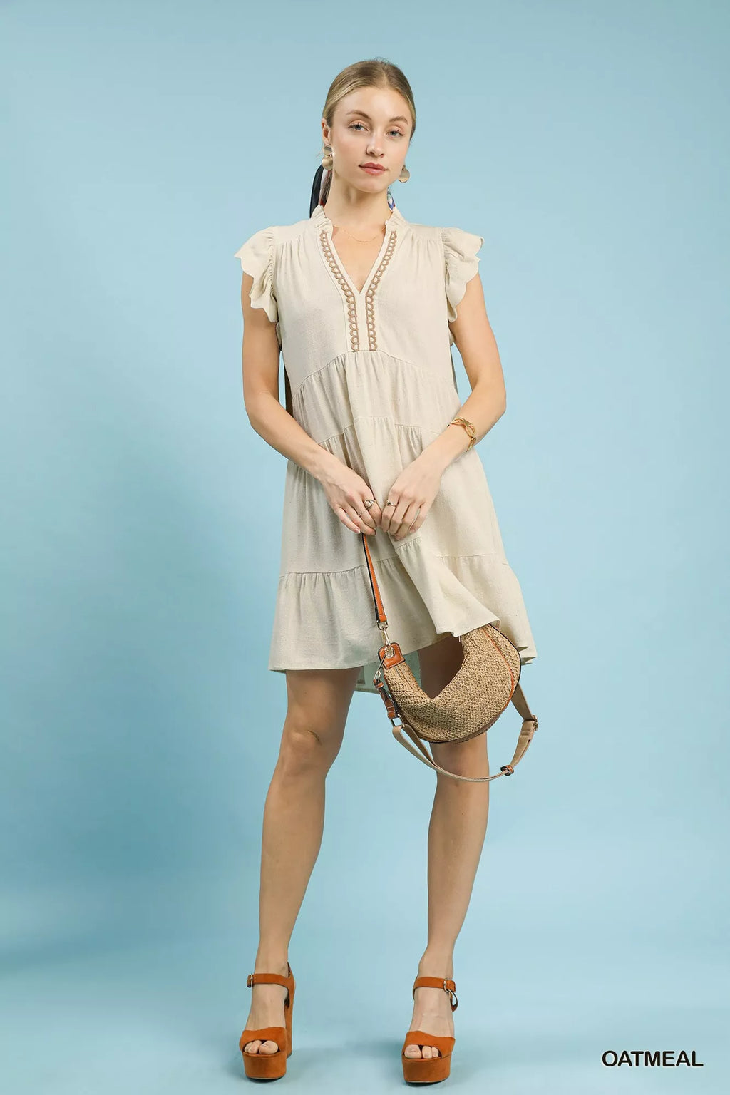 Linen Tiered Baby Doll Dress