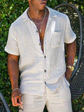 Men's Full Size Button Up Short Sleeve Shirt and Shorts Plus Size