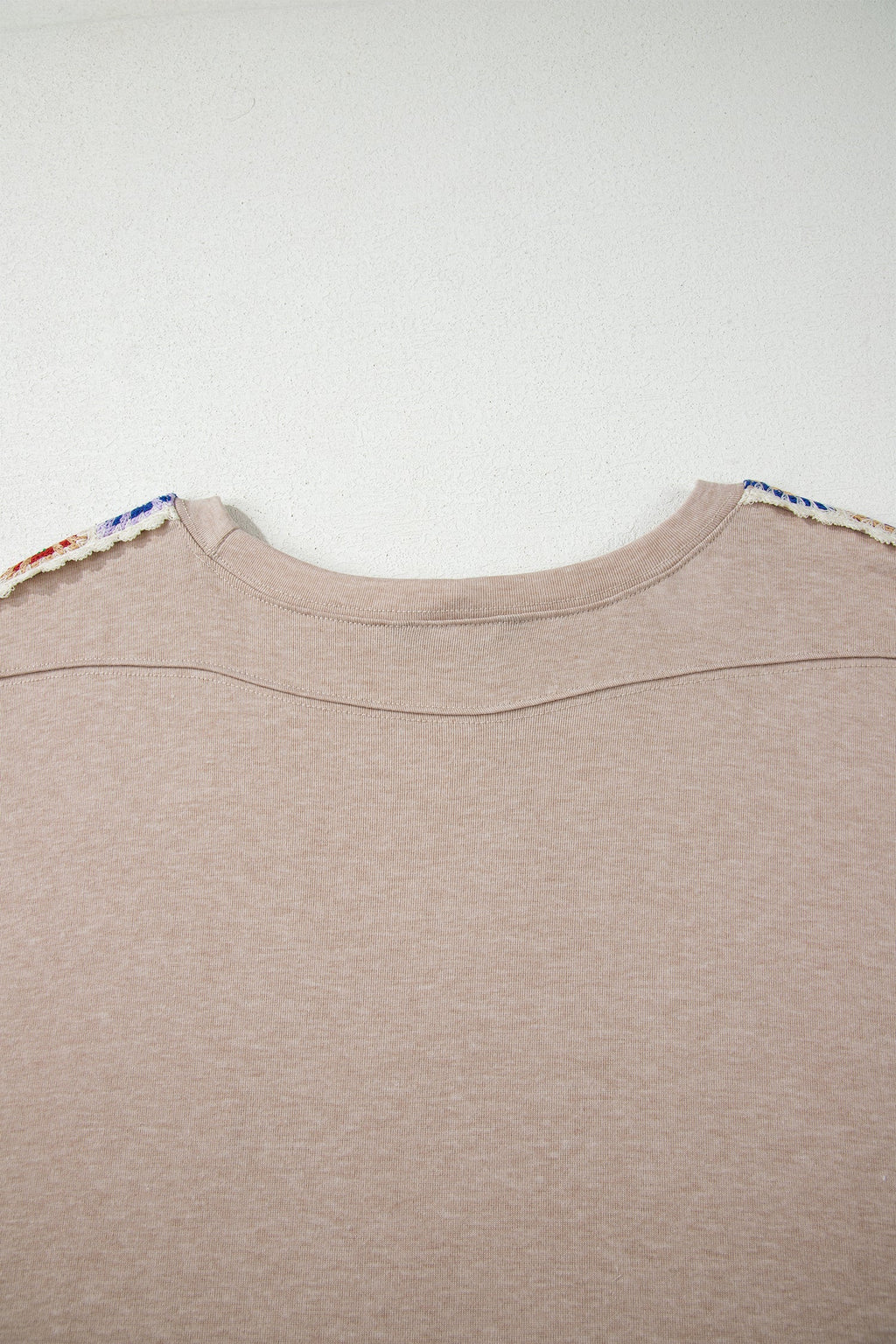 Parchment Granny Square Crochet Detail Loose T Shirt