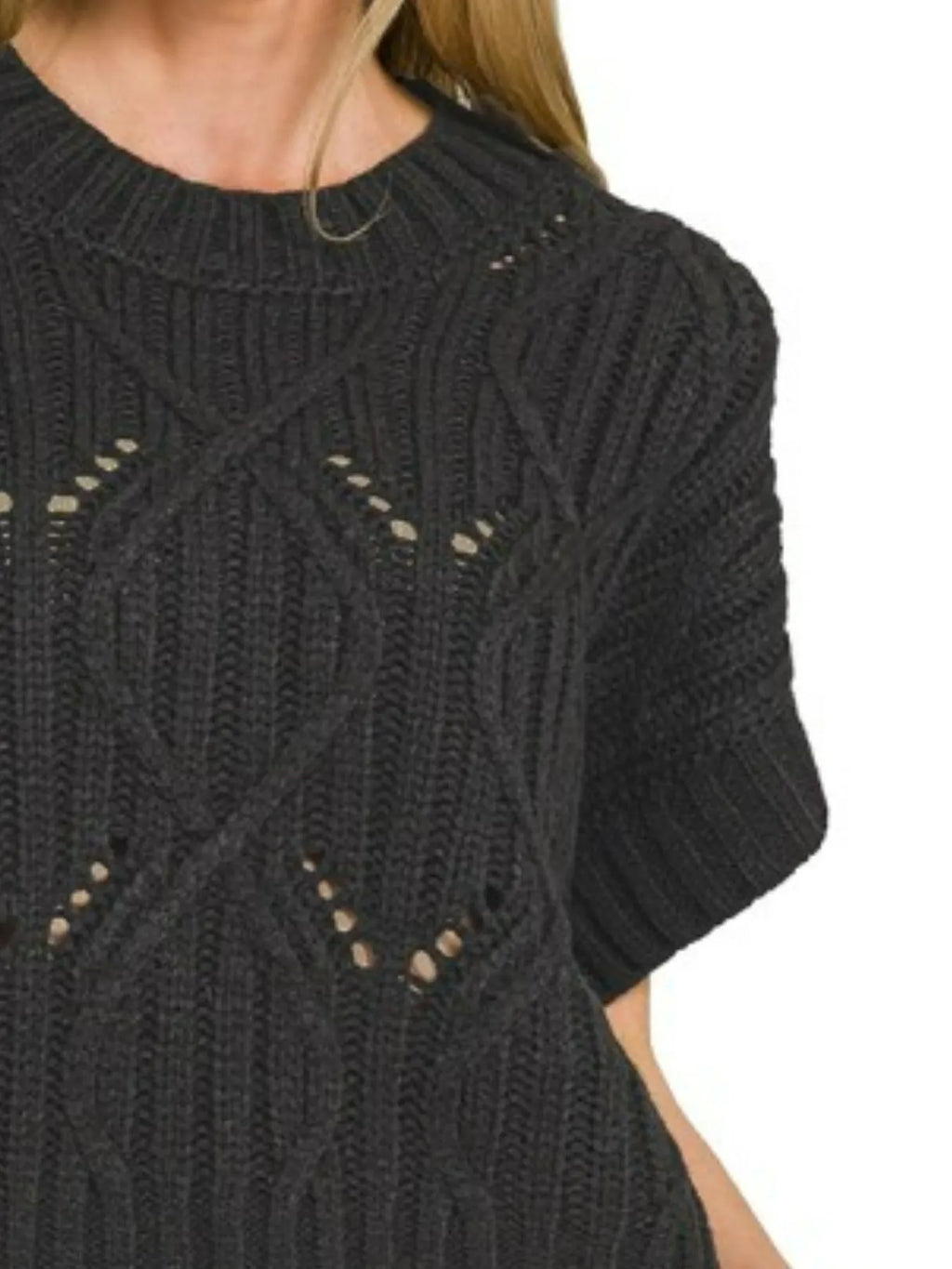 Cable Knit Short Sleeve Sweater