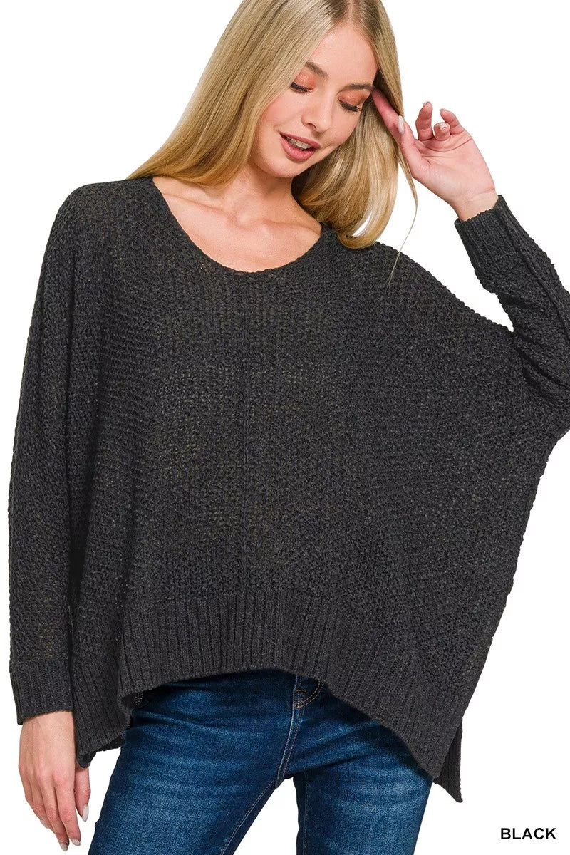 Dolman Sleeve V-Neck Sweater