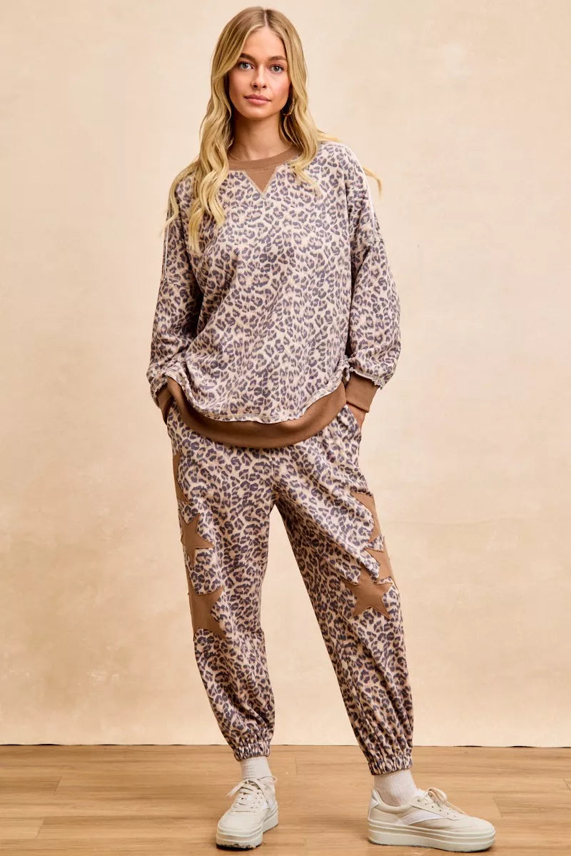 Leopard Printed French Terry Sweatshirt