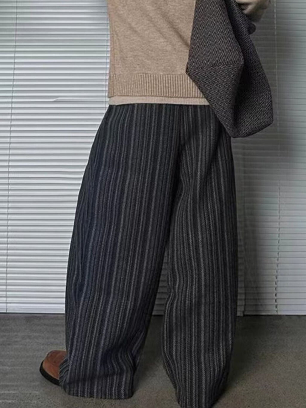 Men's Plus Size Wide Leg Striped Casual Pants