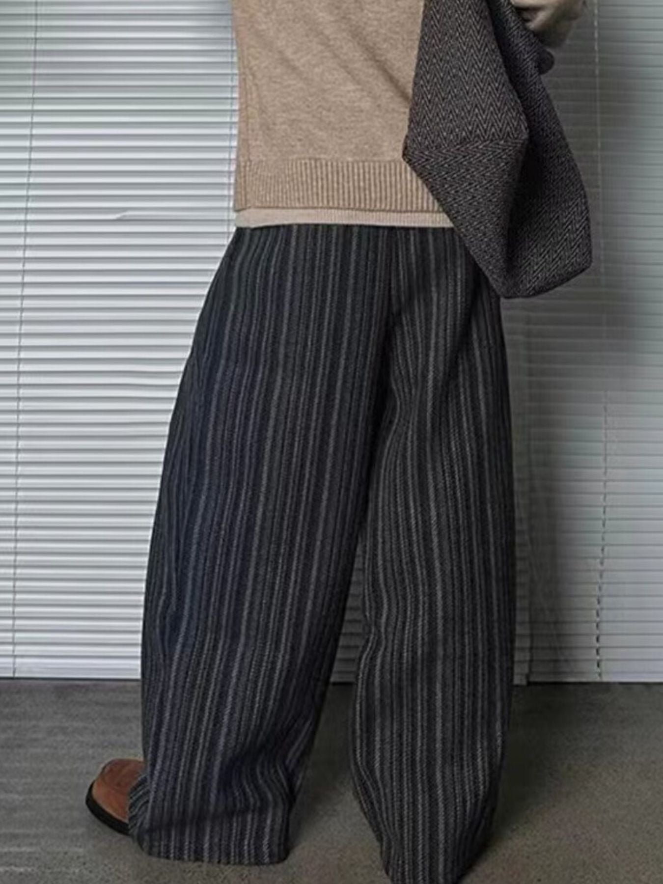 Men's Plus Size Wide Leg Striped Casual Pants