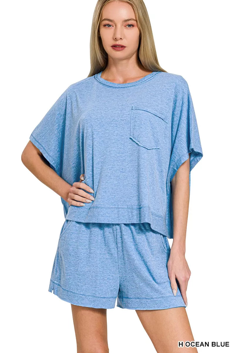 Exposed Seam Boxy Top & Shorts Set