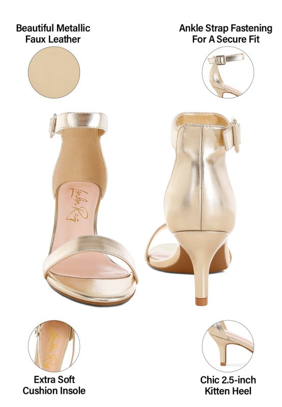Yuti Glossy Kitten Heel Sandals