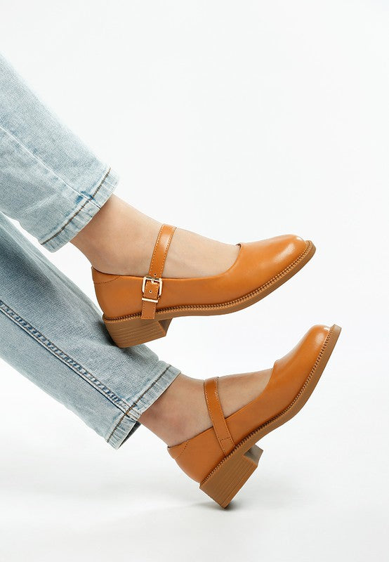 Ejeta  Faux Leather Mary Jane Shoes