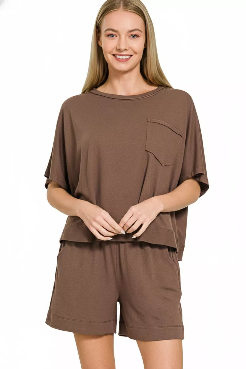 Exposed Seam Boxy Top & Shorts Set