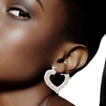 Bamboo Hoop Earrings with Silver Bling Heart – Trendy Statement Jewelry